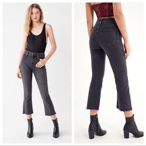 Urban Outfitters BDG Kick Flare High Rise Cropped Jeans Washed Black 24